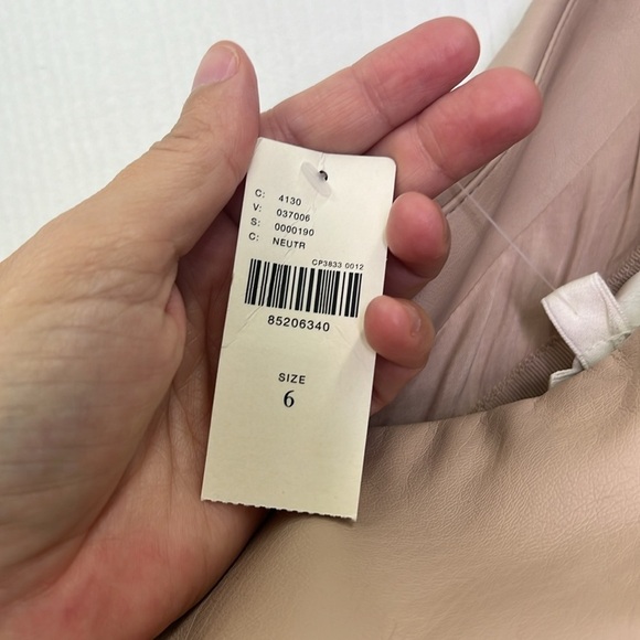 Anthropologie - NWT Faux Leather One Shoulder Asymmetrical Midi Dress Size 6 - Picture 13 of 15